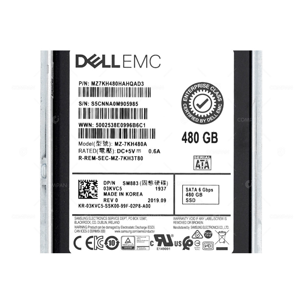 3KVC5 G14  DELL SSD 480GB SATA 6G 2.5" SFF FOR DELL G14